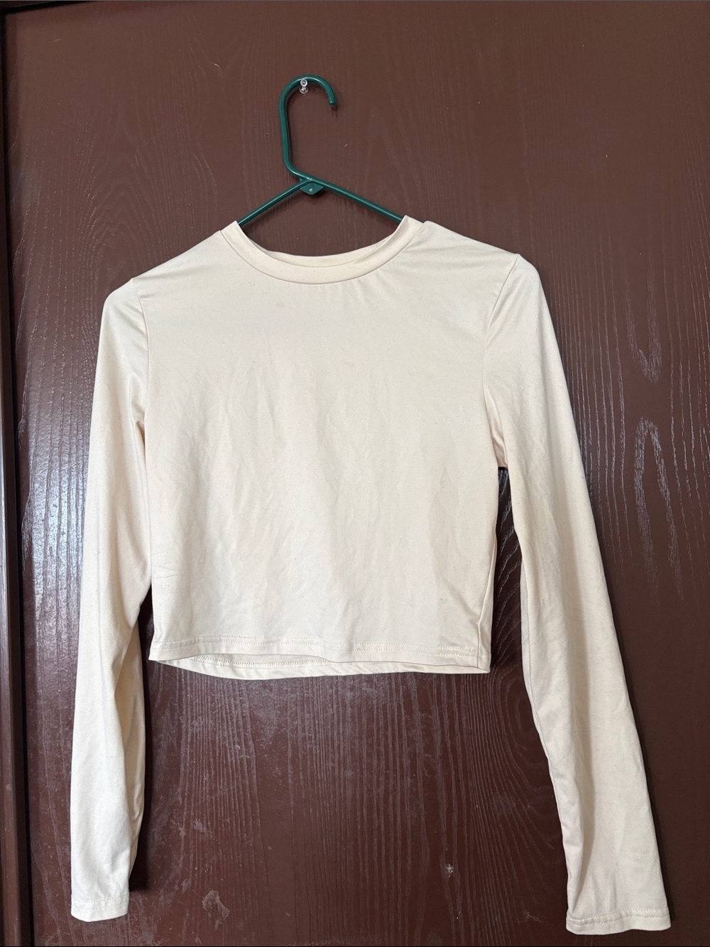 Women's Long Sleeve Crop Top - Cream
